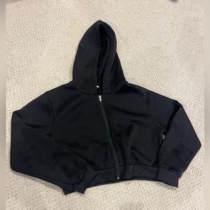 Shein Black Cropped Zip Up Jacket